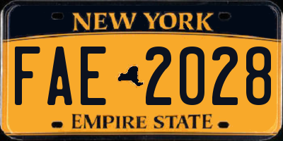 NY license plate FAE2028