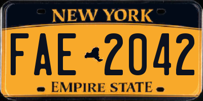 NY license plate FAE2042