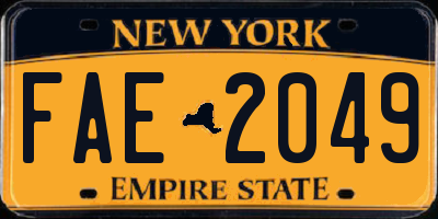 NY license plate FAE2049