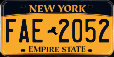NY license plate FAE2052