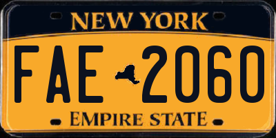 NY license plate FAE2060