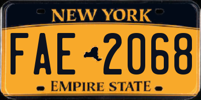 NY license plate FAE2068