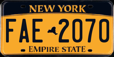 NY license plate FAE2070