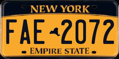 NY license plate FAE2072