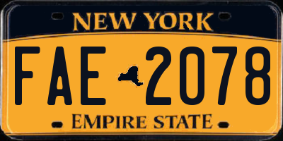 NY license plate FAE2078