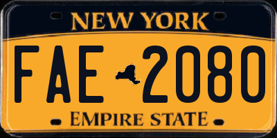 NY license plate FAE2080