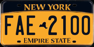 NY license plate FAE2100