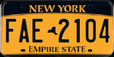 NY license plate FAE2104