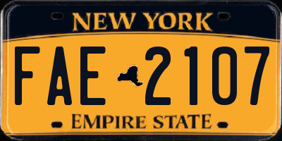 NY license plate FAE2107