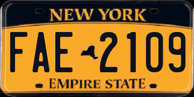 NY license plate FAE2109