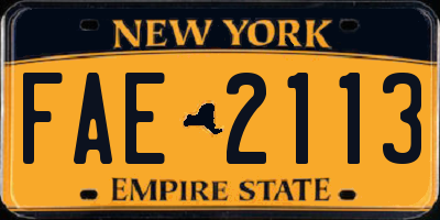 NY license plate FAE2113