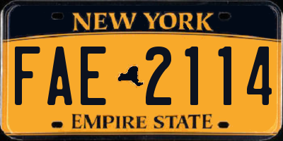 NY license plate FAE2114