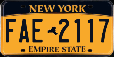 NY license plate FAE2117