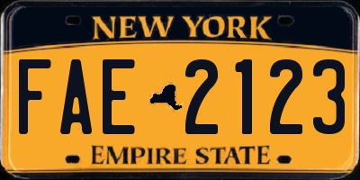 NY license plate FAE2123