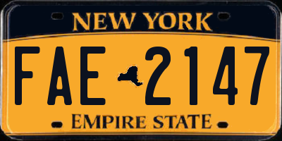 NY license plate FAE2147