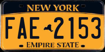 NY license plate FAE2153