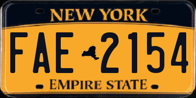 NY license plate FAE2154