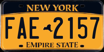 NY license plate FAE2157