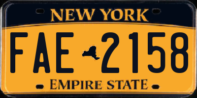 NY license plate FAE2158