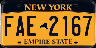 NY license plate FAE2167