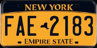 NY license plate FAE2183