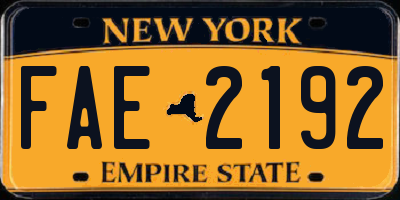 NY license plate FAE2192
