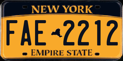 NY license plate FAE2212