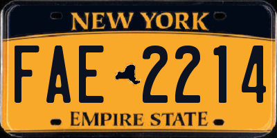 NY license plate FAE2214