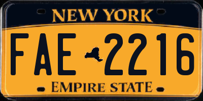 NY license plate FAE2216