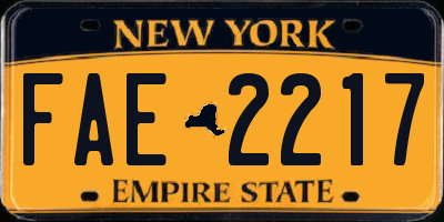 NY license plate FAE2217