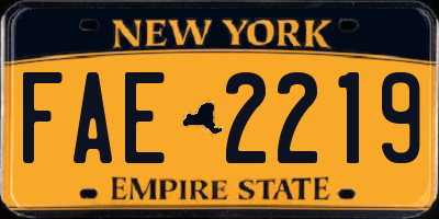 NY license plate FAE2219