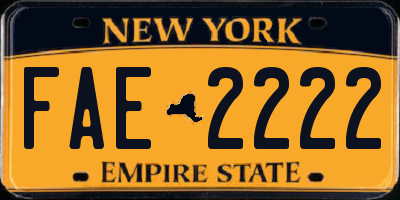 NY license plate FAE2222