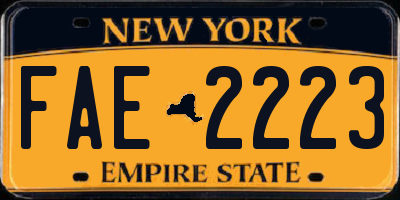 NY license plate FAE2223