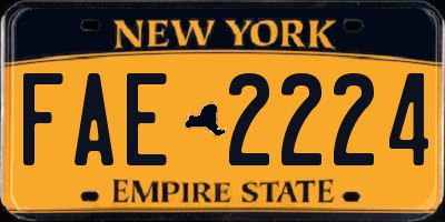 NY license plate FAE2224