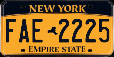NY license plate FAE2225