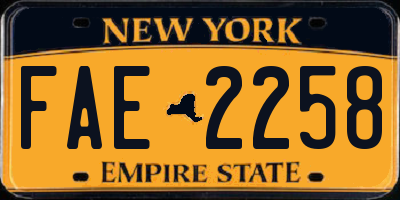 NY license plate FAE2258