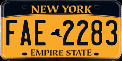 NY license plate FAE2283