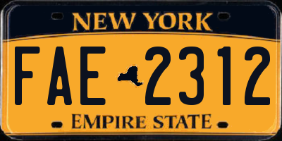 NY license plate FAE2312