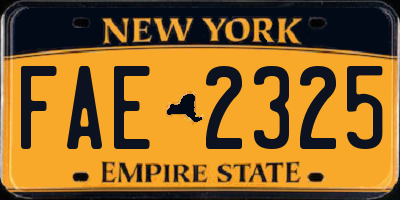 NY license plate FAE2325