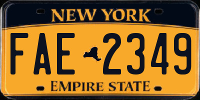 NY license plate FAE2349