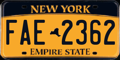 NY license plate FAE2362