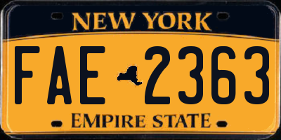 NY license plate FAE2363