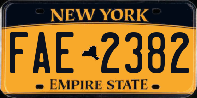 NY license plate FAE2382