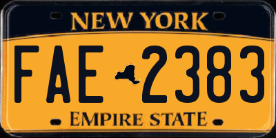 NY license plate FAE2383