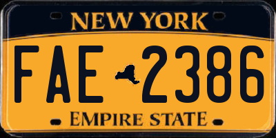 NY license plate FAE2386