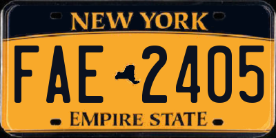 NY license plate FAE2405