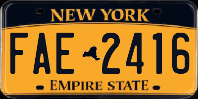 NY license plate FAE2416