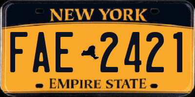 NY license plate FAE2421