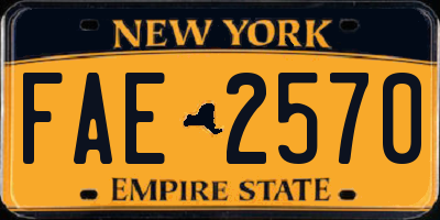 NY license plate FAE2570
