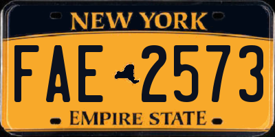NY license plate FAE2573